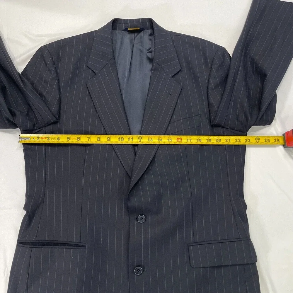 Brooks Brothers Brooksease Wool Blazer 43L Mens Black Pinstripe‎ Suit Jacket